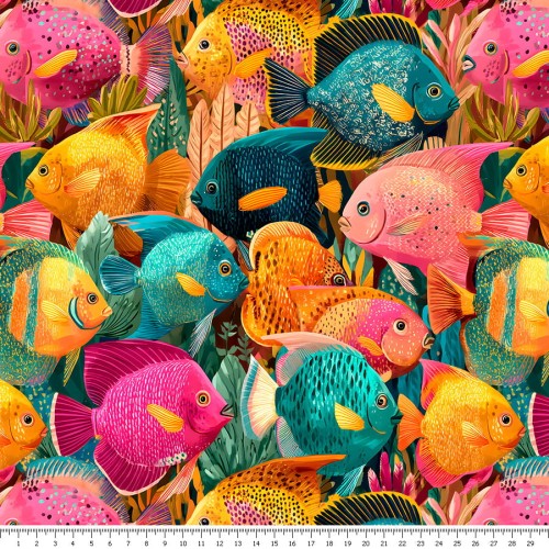 Tkanina bawełniana - zaczarowane ryby