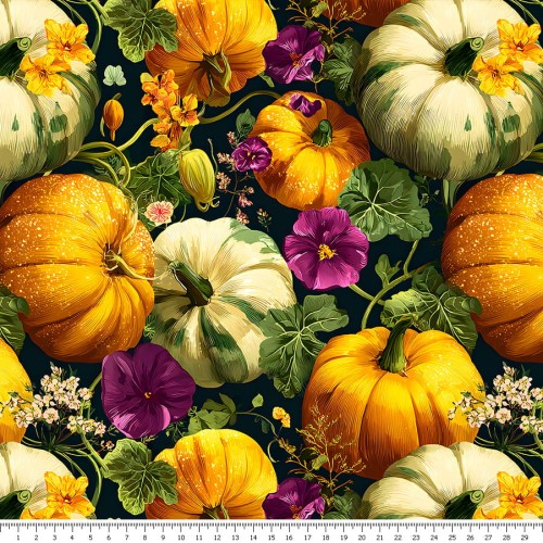 Welur tapicerski - dyniowy ogród - podgląd