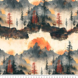 Dzianina jersey - zachód słońca za górami