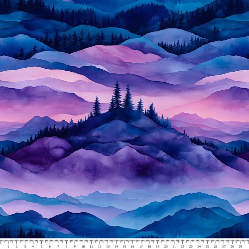 Dzianina jersey - fioletowe wzgórza - podgląd