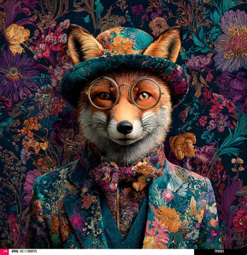 Panel welurowy - poduszka 48x48 - lis w garniturze - podgląd