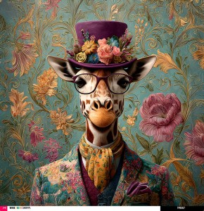 Panel welurowy - poduszka 48x48 - żyrafa w garniturze