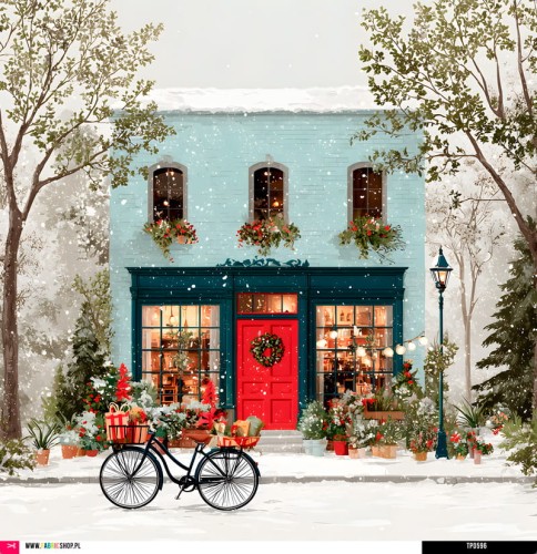 Panel welurowy - poduszka 48x48 - zimowy sklepik - podgląd