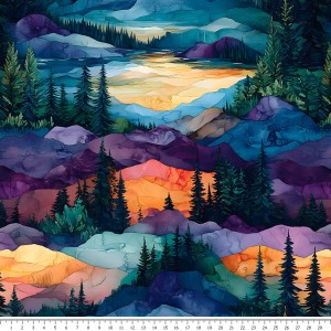 Tkanina bawełniana - kolorowe góry