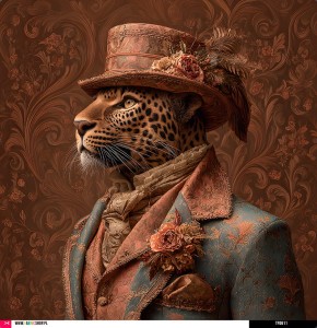 Panel welurowy - poduszka 48x48 - pantera w garniturze