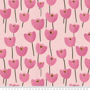 Tkanina bawełniana - różowe tulipanki