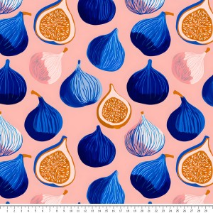 Tkanina bawełniana - niebieskie figi