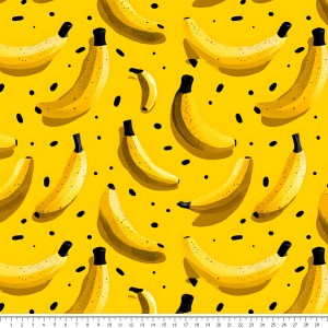 Tkanina bawełniana - banany na żółtym tle