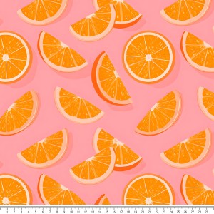Tkanina bawełniana - pomarańcze na różowym tle