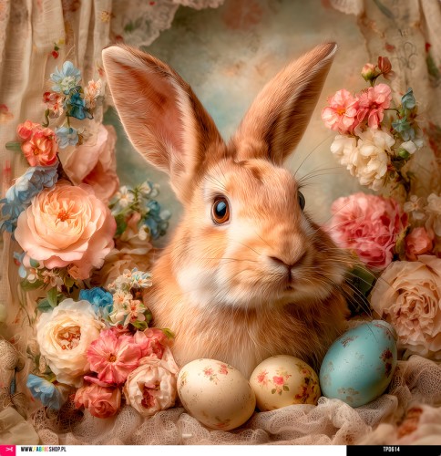 Panel welurowy - poduszka 48x48 - królik wielkanocny - podgląd