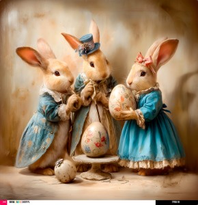 Panel welurowy - poduszka 48x48 - królicza rodzina