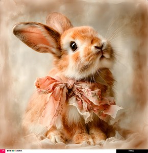 Panel welurowy - poduszka 48x48 - króliczek z kokardą