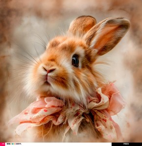 Panel welurowy - poduszka 48x48 - króliczek z kokardą 2