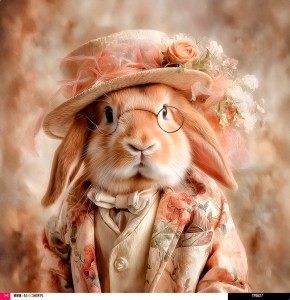 Panel welurowy - poduszka 48x48 - retro króliczek