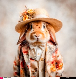 Panel welurowy - poduszka 48x48 - retro króliczek 2