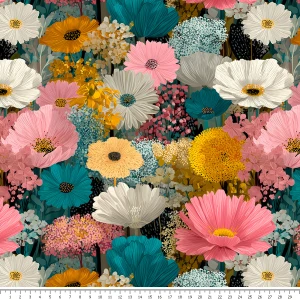 Welur tapicerski - Kompozycja letnich barw - kwiaty